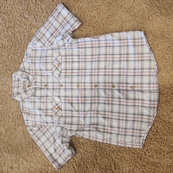 Duluth Trading plaid short sleeve mens button down shirt size medium - Picture 2 of 8